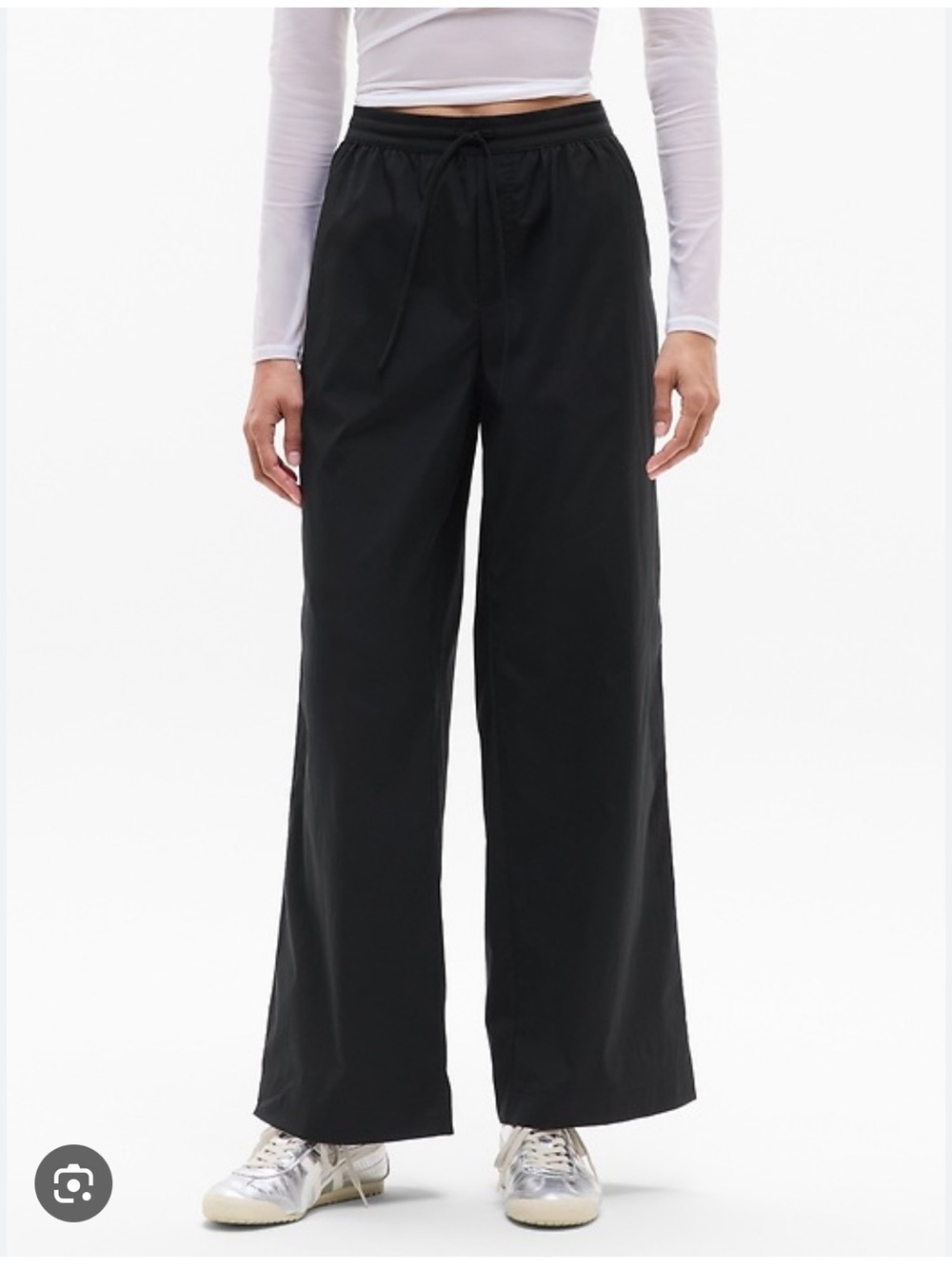 Athleta Black Drift Mid-Rise Poplin Pant - Wide-Leg